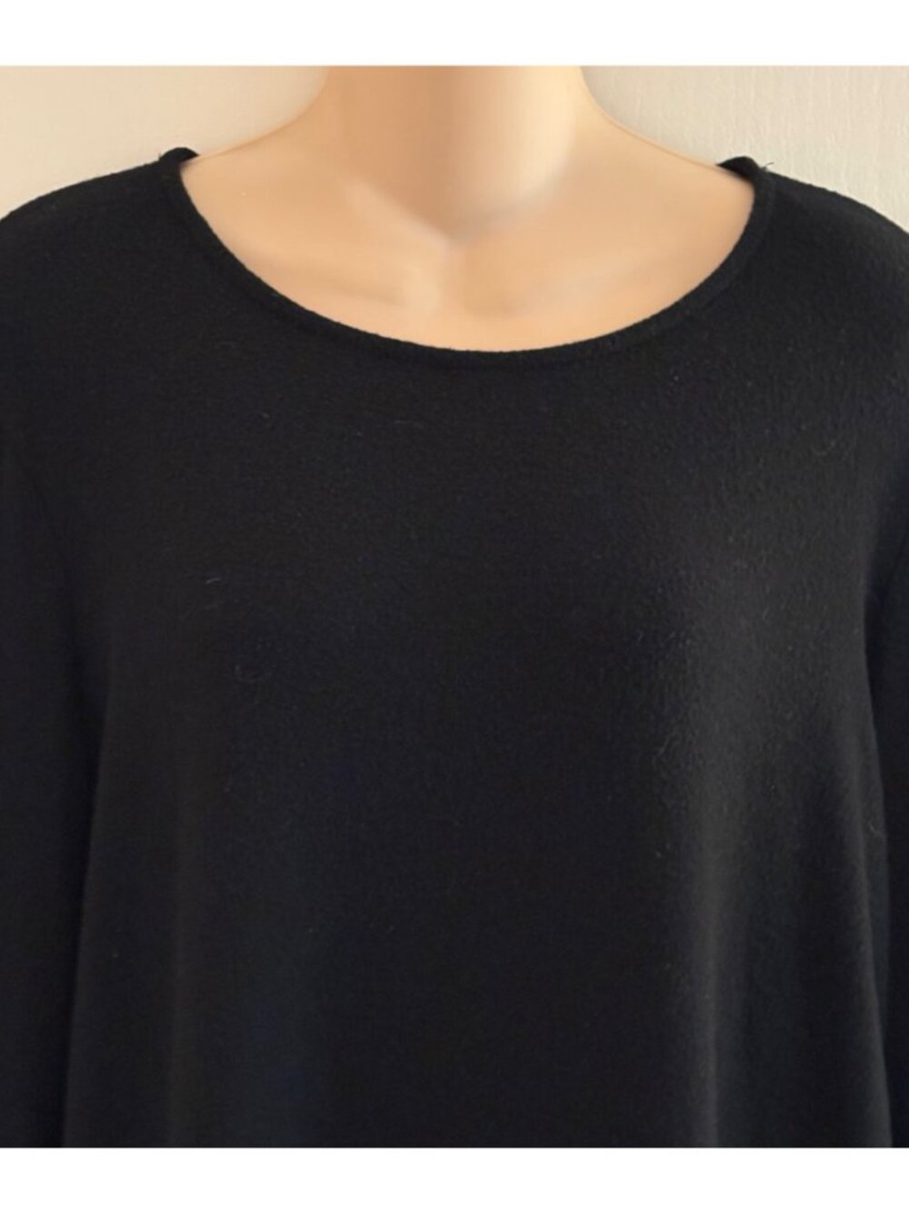 Lord & Taylor Black Bell Sleeve Top Large Whimsigoth Back Zip Flowy Viscose - Picture 8 of 9